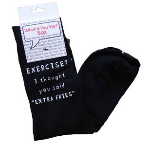 Foozys Funny Black Socks Exercise I Though Your Said Extra Fries Unisex One Size